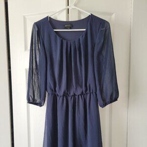 Casual Navy Two-Layer Sheer Dress Size S